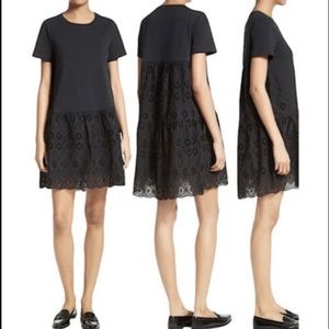 KATE SPADE BROOM STREET FLOUNCE EYELET T-SHIRT DRESS